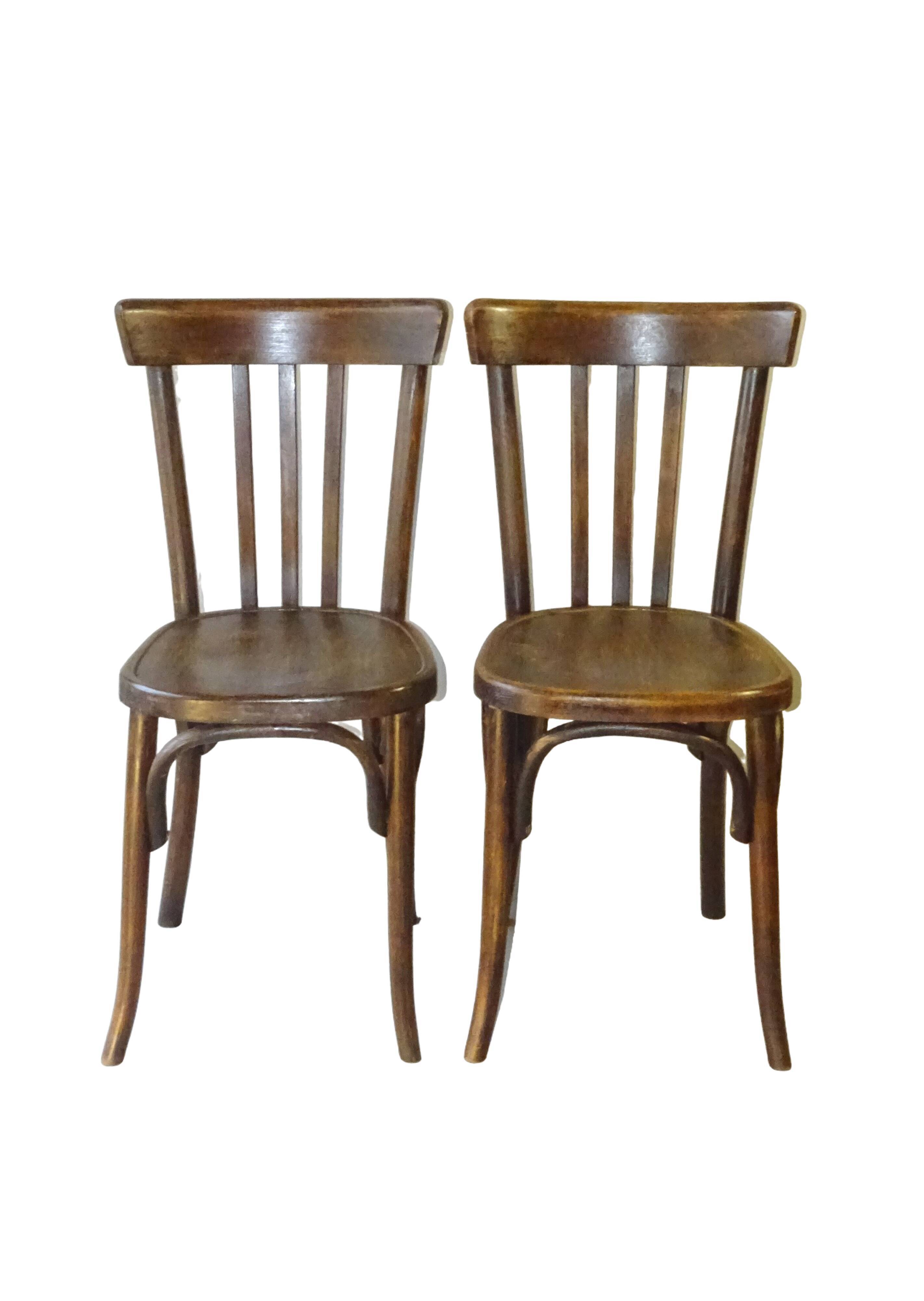 2 Fischel bistro chairs from 1938, wooden seat