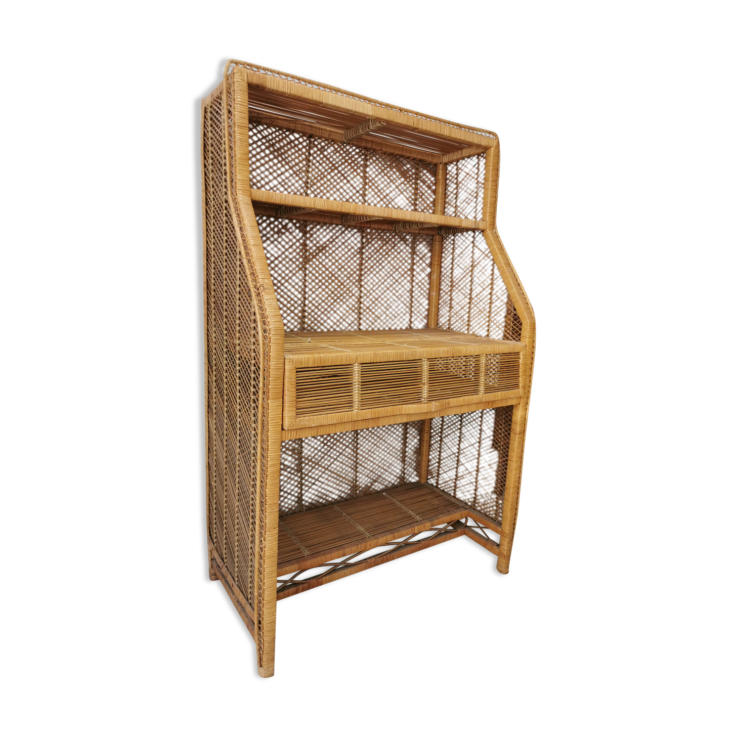 Secretary desk in vintage buri rattan
