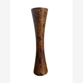 Vase diabolo en bois laqué marbré Art Déco