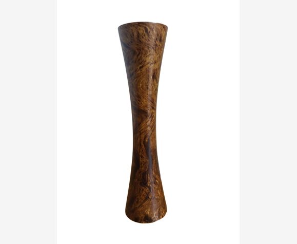 Vase diabolo en bois laqué marbré Art Déco