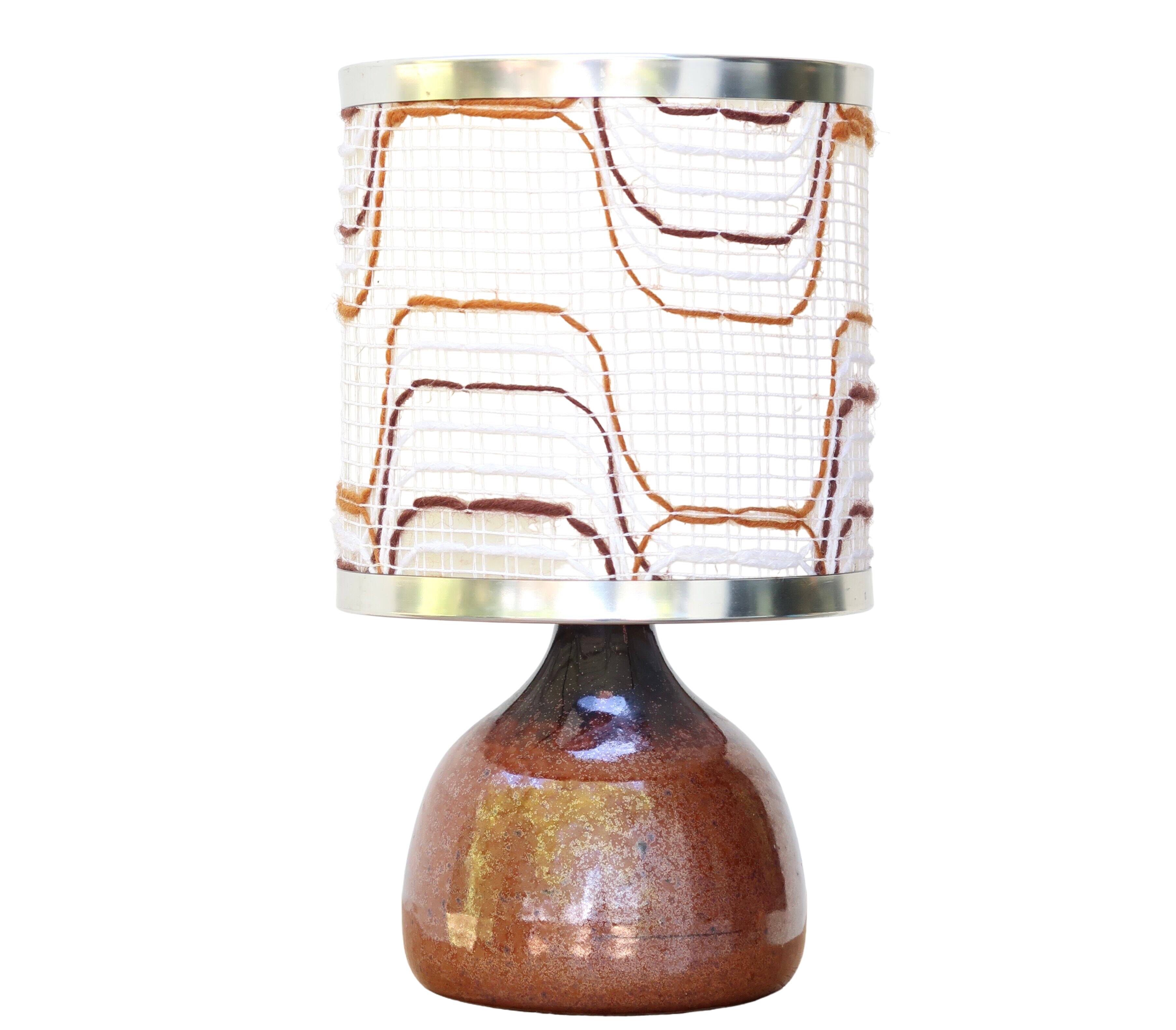 Pink brown ceramic lamp, 70s