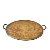 Wicker & brass tray