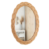 Vintage oval rattan mirror