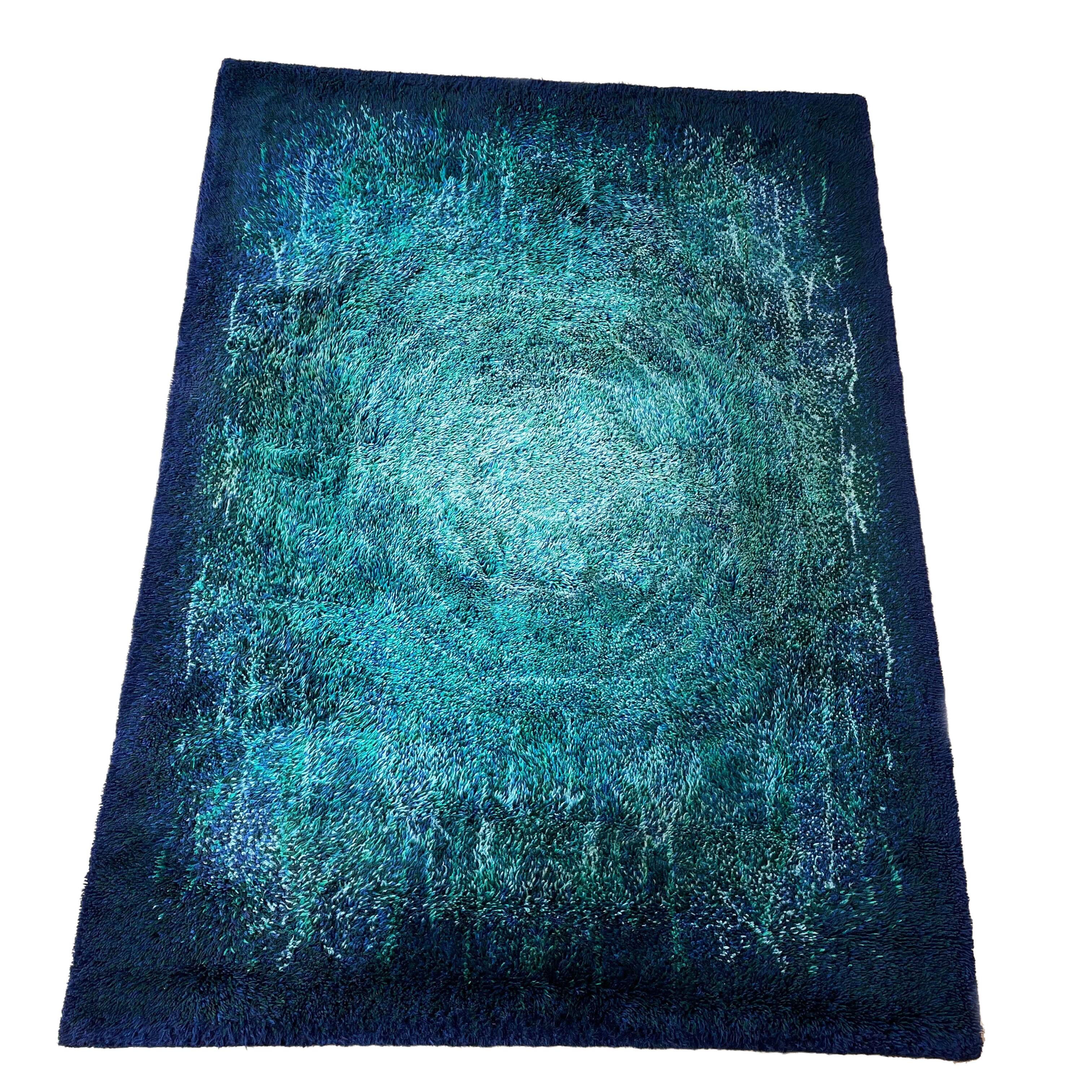 Large "space design" multi-color high pile rya rug by desso netherlands, 1970
