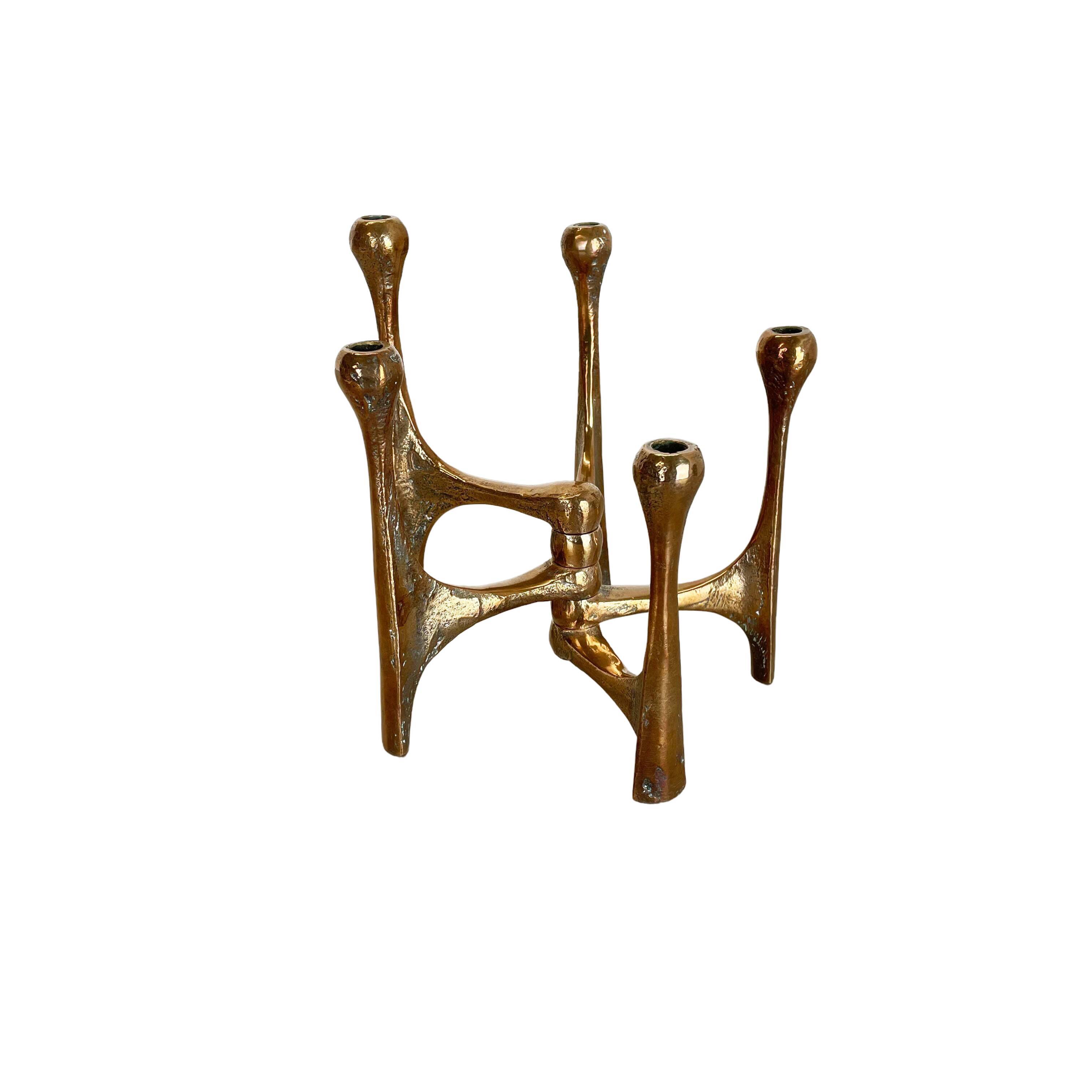 Midcentury Brutalist Bronze Candleholder by Michael Harjes, Germany, 1960s