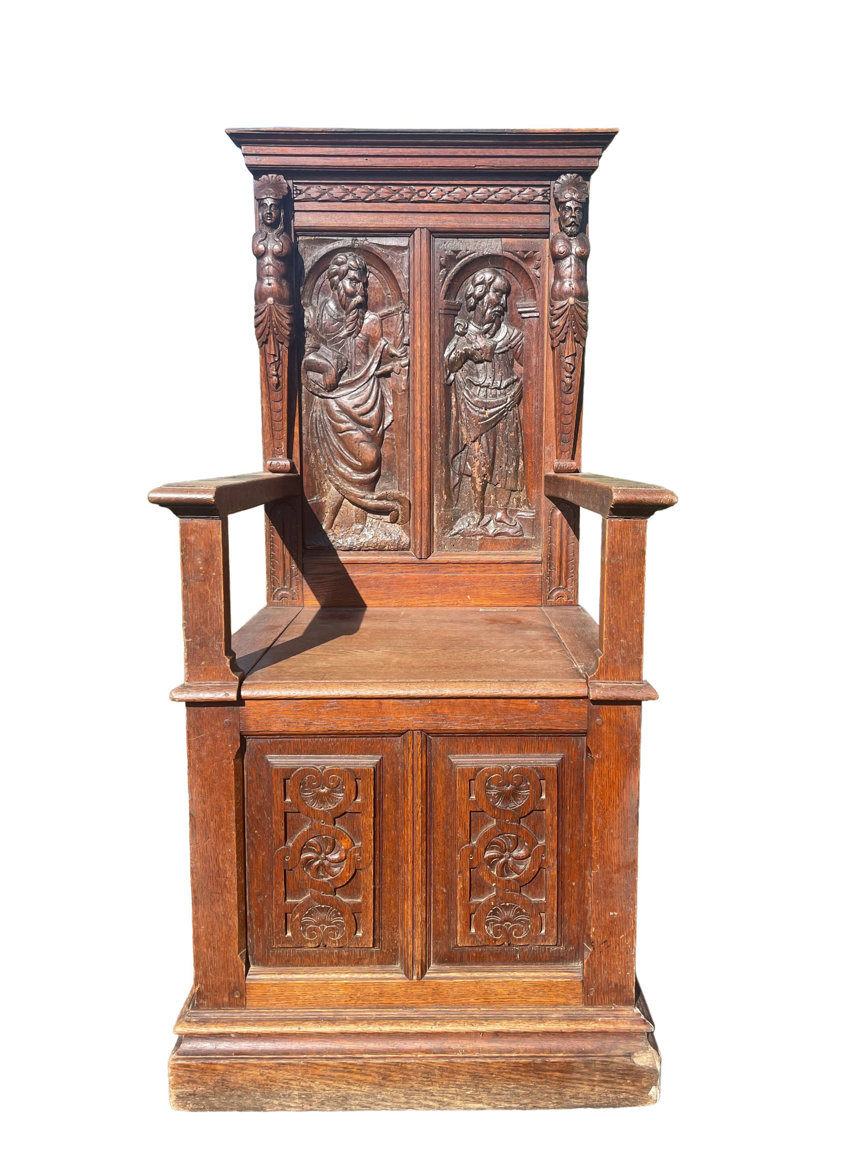 Cathedre chaise haute trône style renaissance gothique