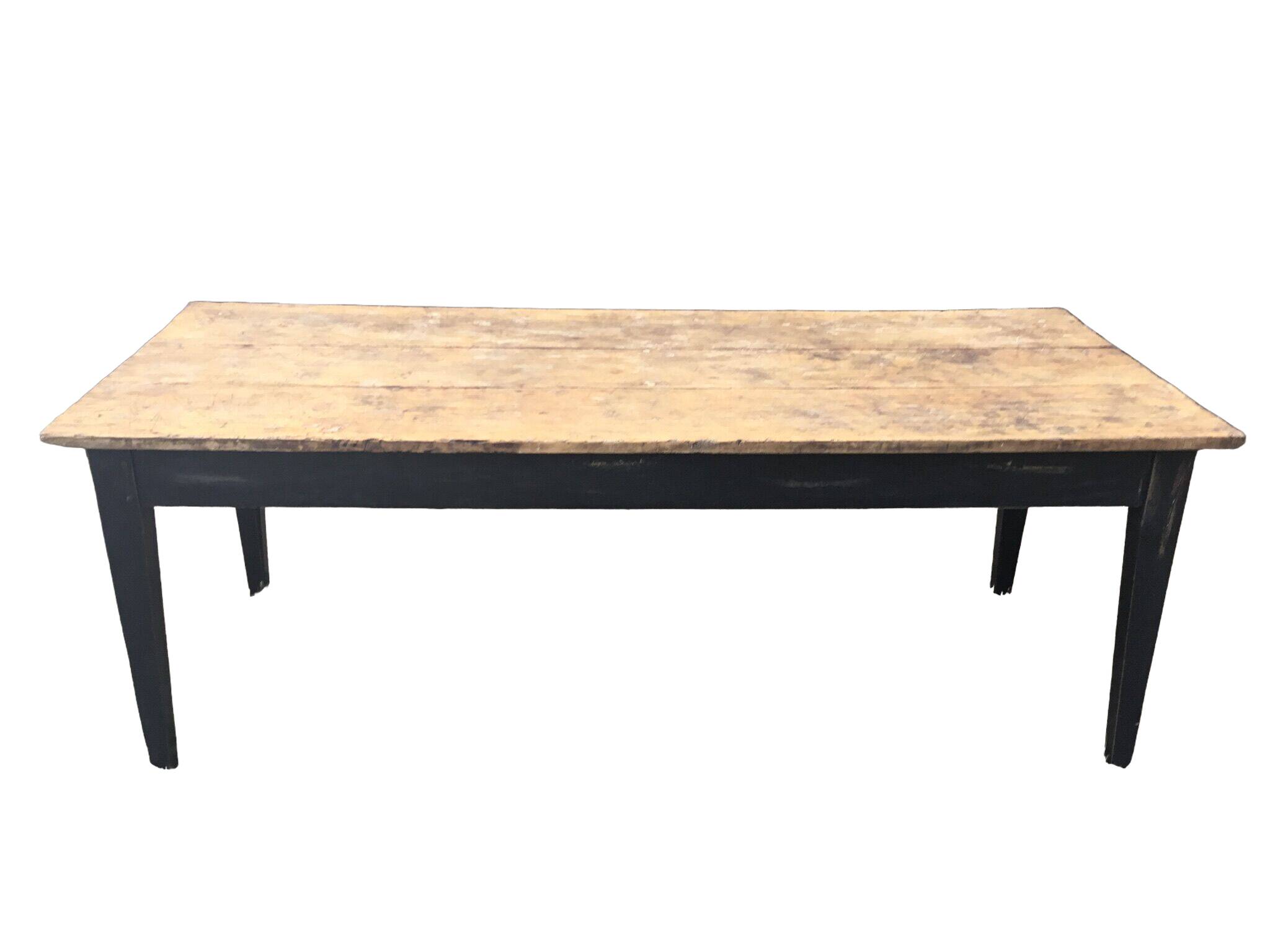 Farmhouse table in oak and poplar black patinated base and waxed wood top
