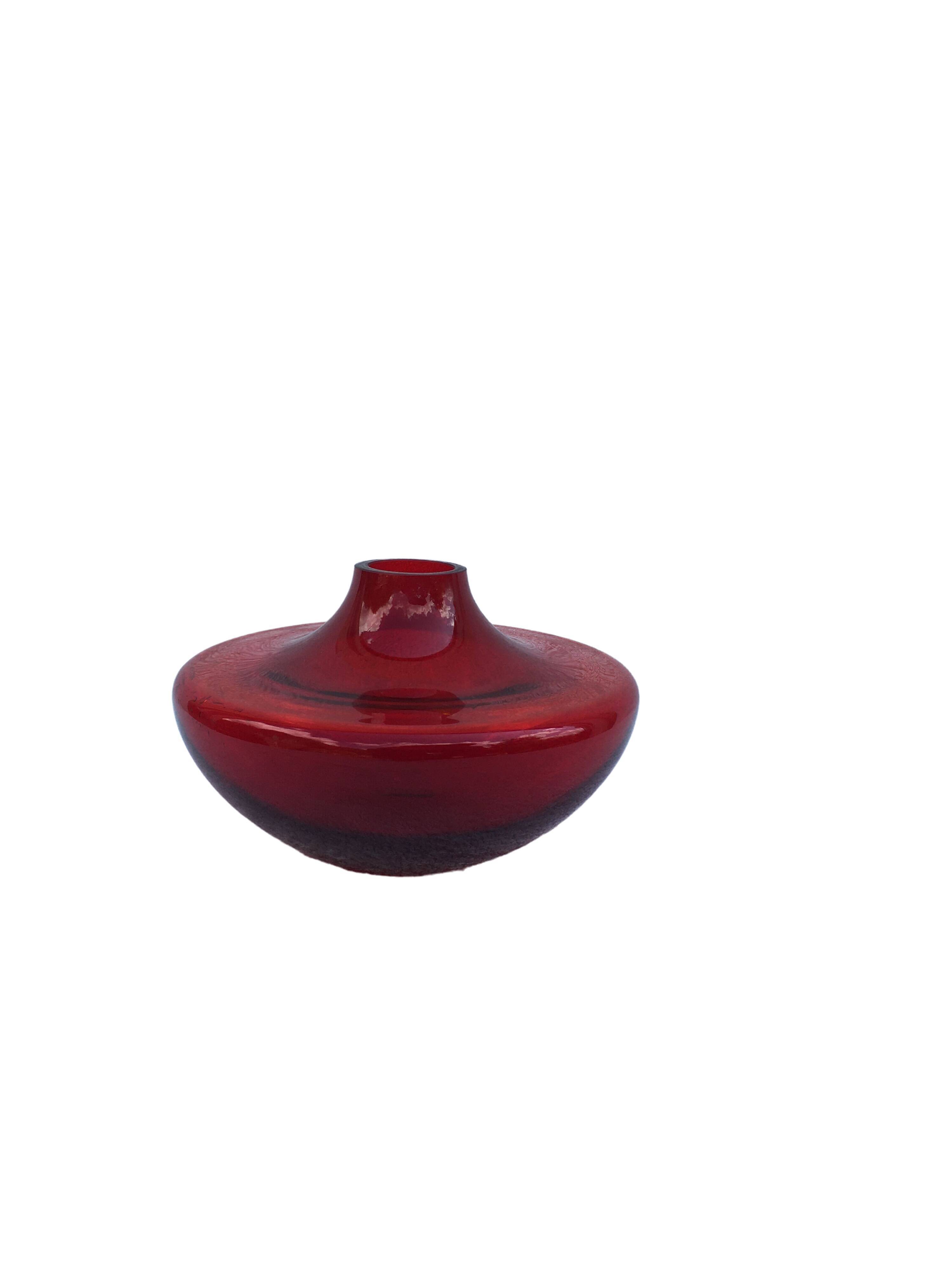 Vintage red glass vase
