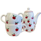 Teapot and 2 cups apple pattern