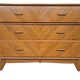Commode vintage à 3 tiroirs pieds compas en chêne clair
