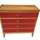 Vintage chest of drawers 1950s/60s in oak drawers patinated red