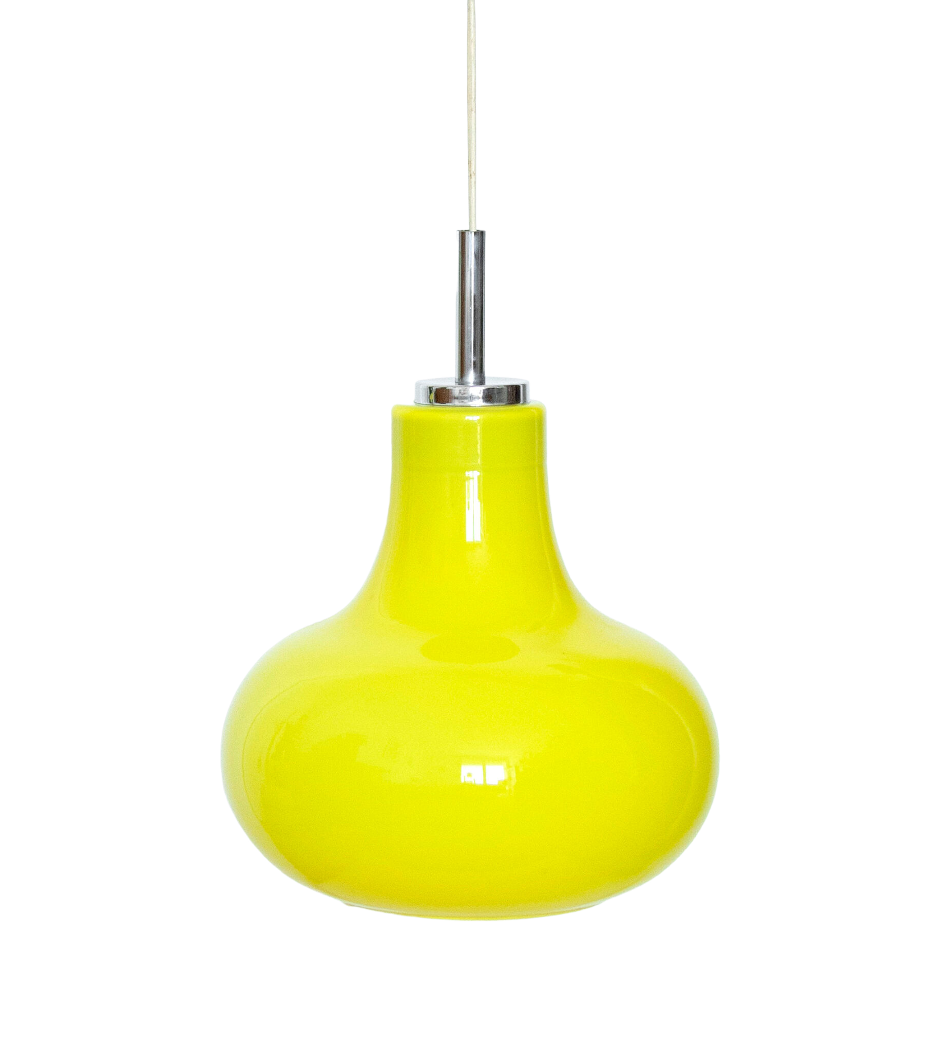 Vintage glass pendant lamp 70s yellow