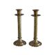 Pair of twisted brass column candle holders