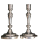 Pair of Christofle silver metal candle holders.