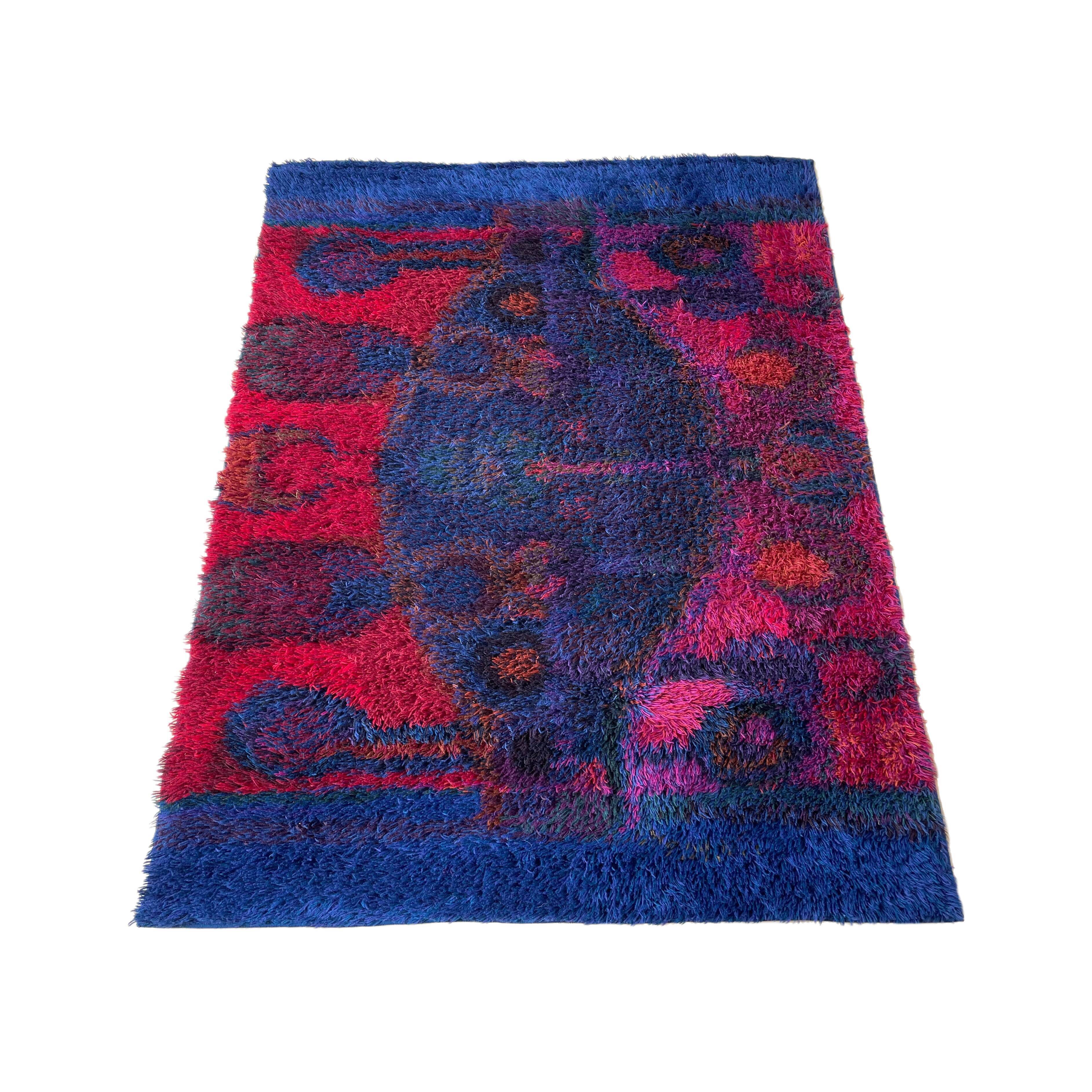Original scandinavian rya rug by oili mäki for finnrya oy ab, finland