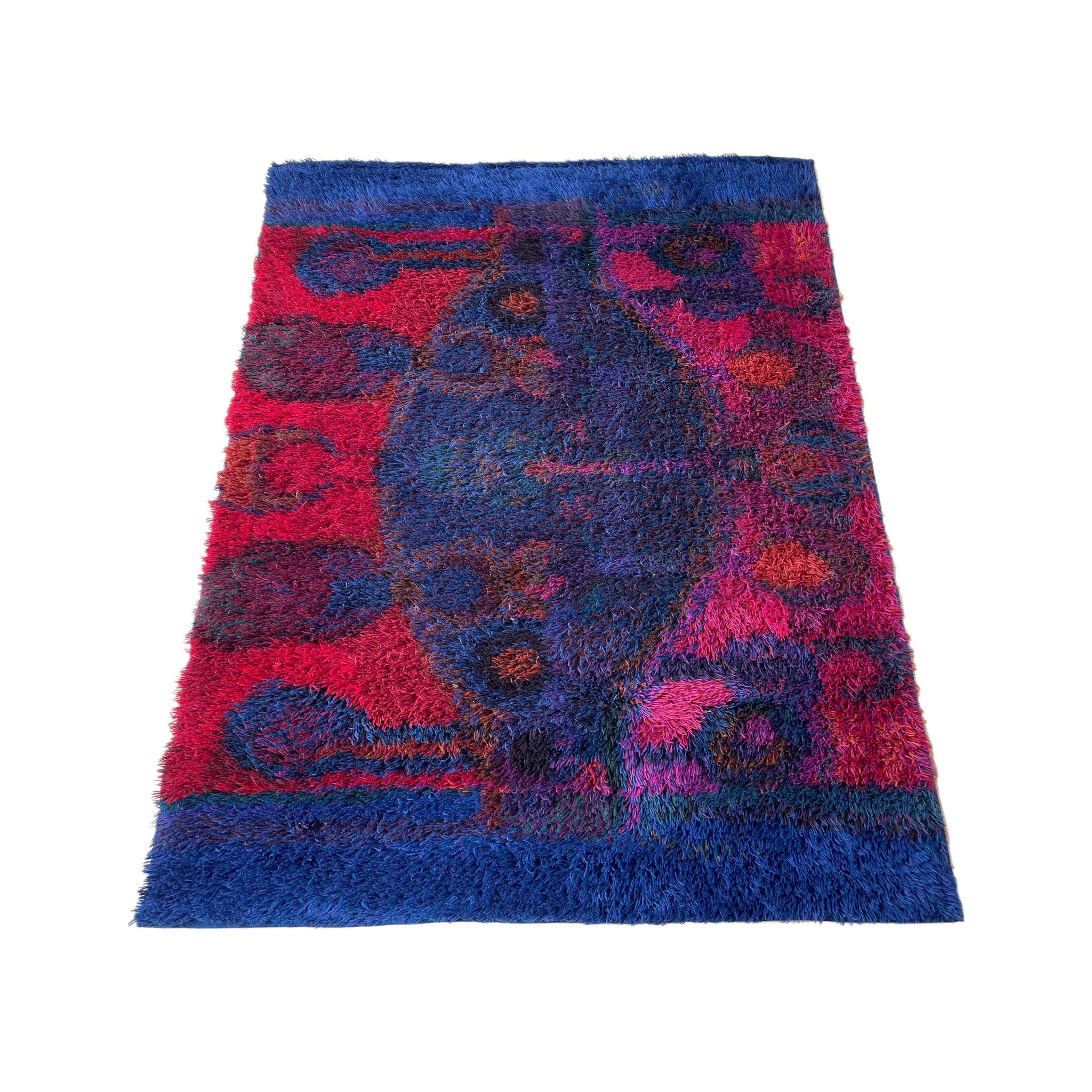 Original scandinavian rya rug by oili mäki for finnrya oy ab, finland
