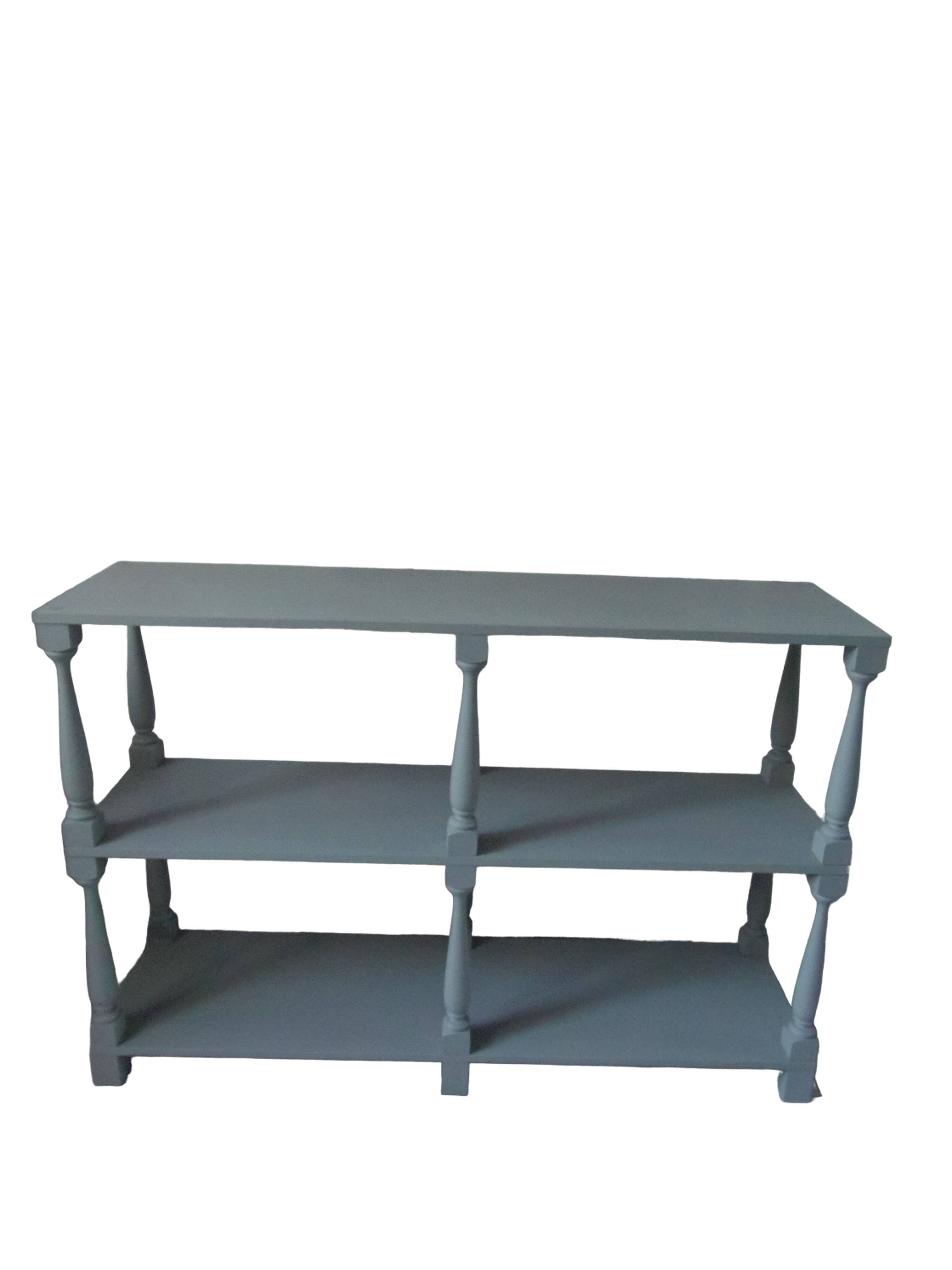 Console vintage 3 plateaux vert de gris