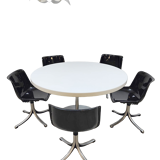 Midcentury dining office set Tecno 'Modus' chairs
