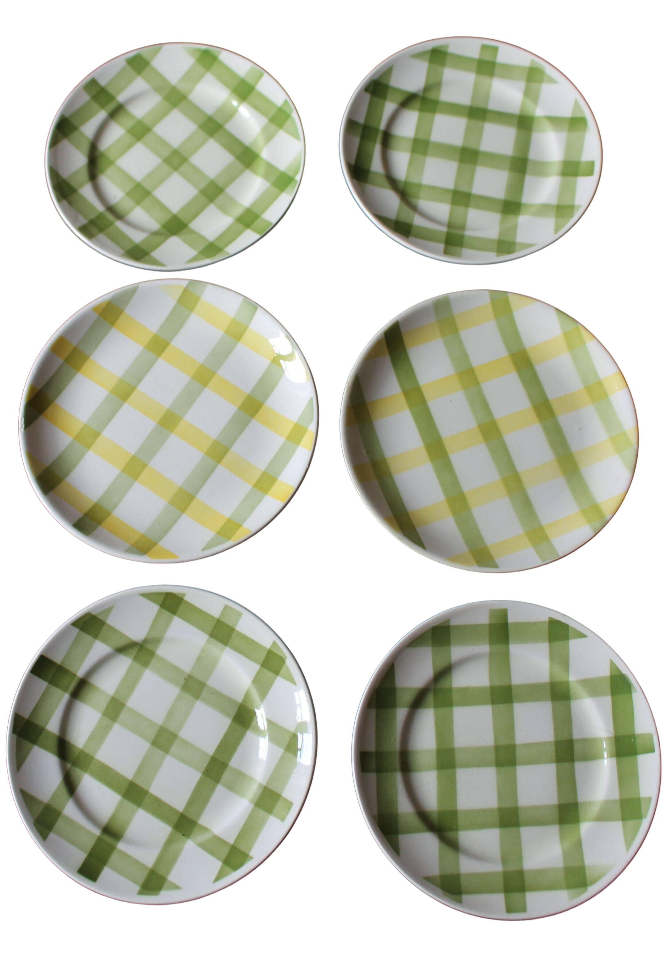 Lot 6 small vintage Scottish plates green yellow