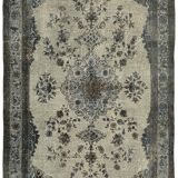 Handmade distressed oriental 1980s 203 cm x 324 cm grey rug