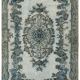 Hand-knotted carved turkish 1970s 198 cm x 323 cm blue carpet