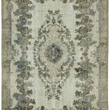 Handmade Hi-Low Pile Anatolian 1980s 195 cm x 283 cm Blue Rug