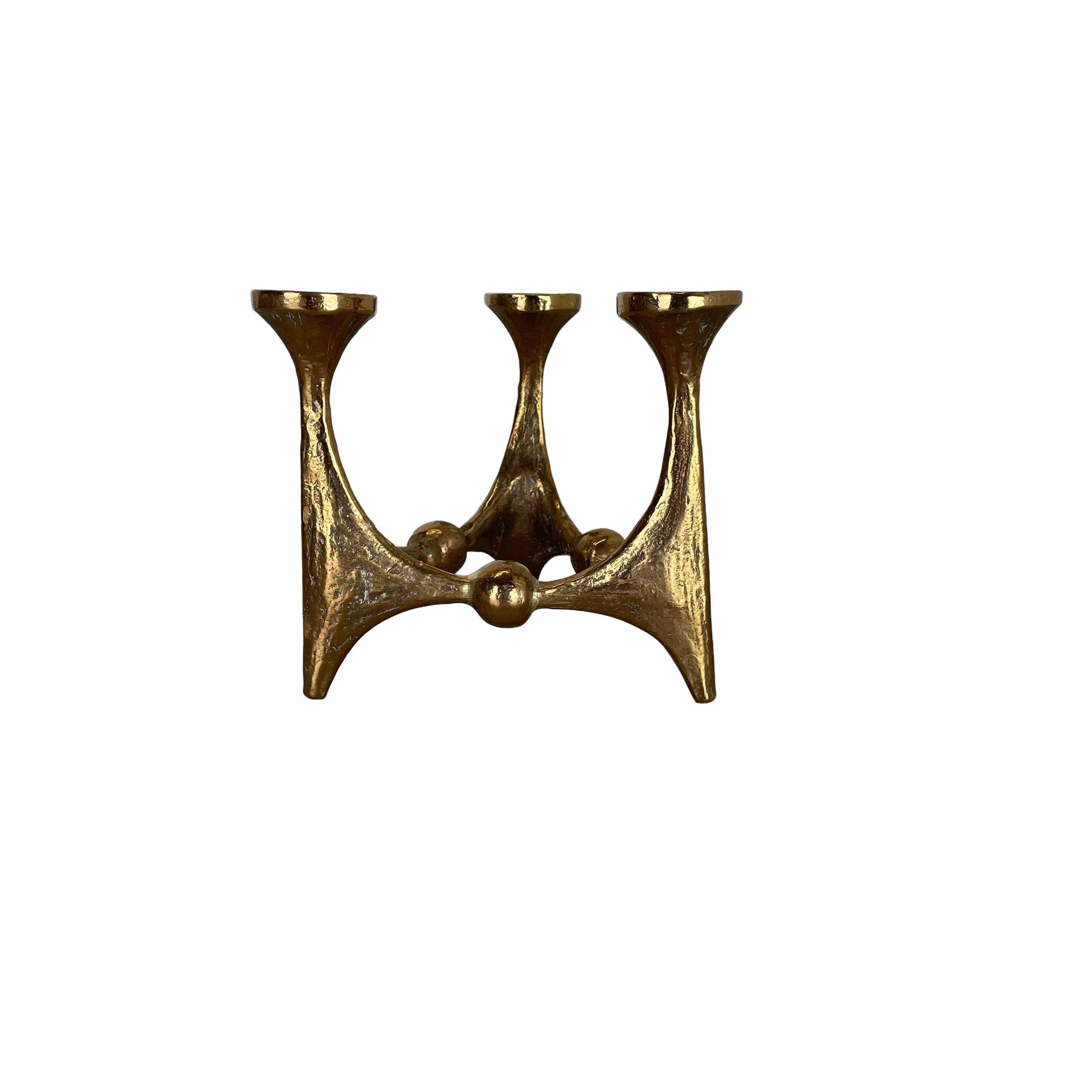 Midcentury Brutalist Bronze Candleholder by Michael Harjes, Germany, 1960s