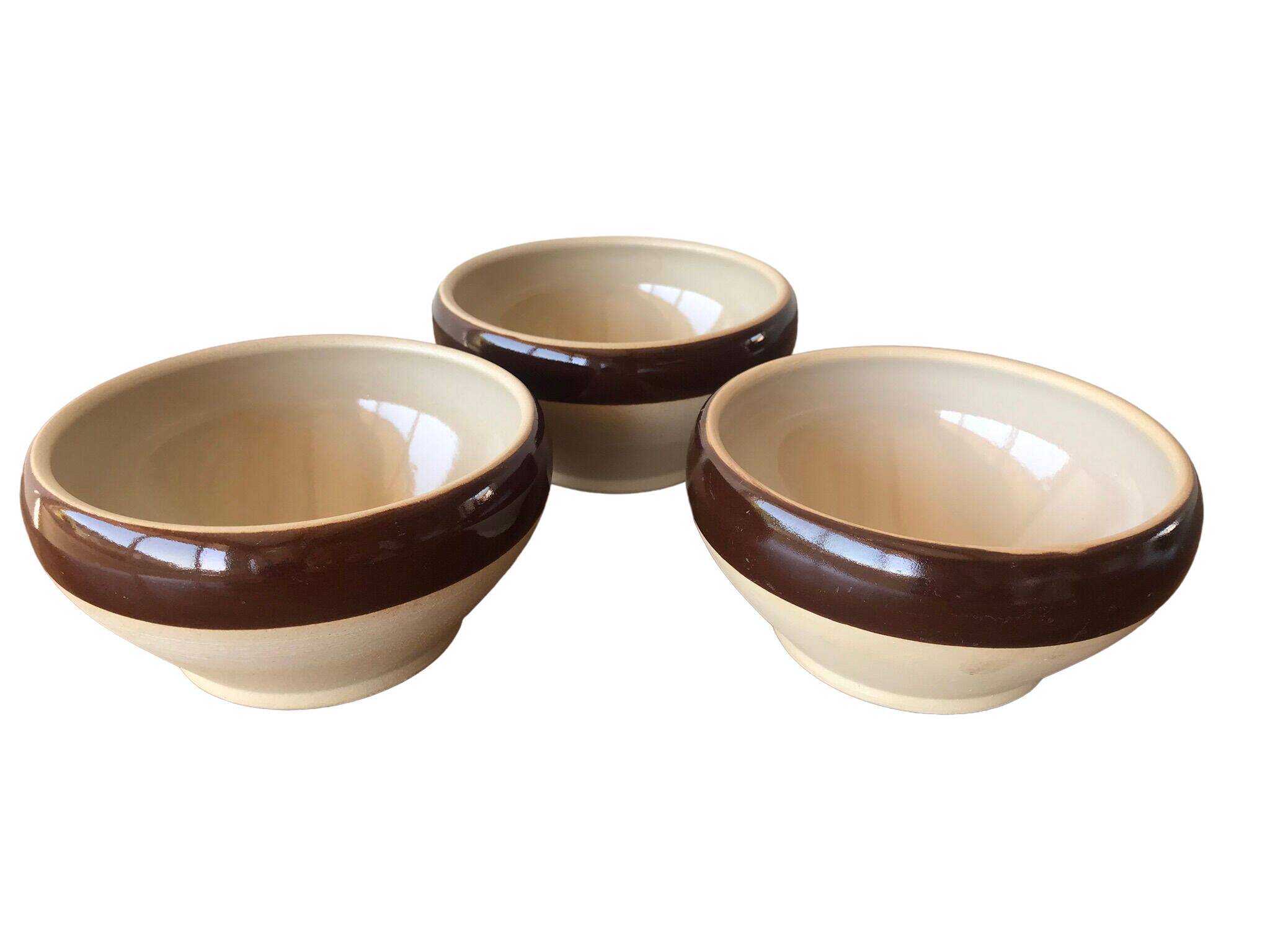 3 vintage Digoin stoneware bowls