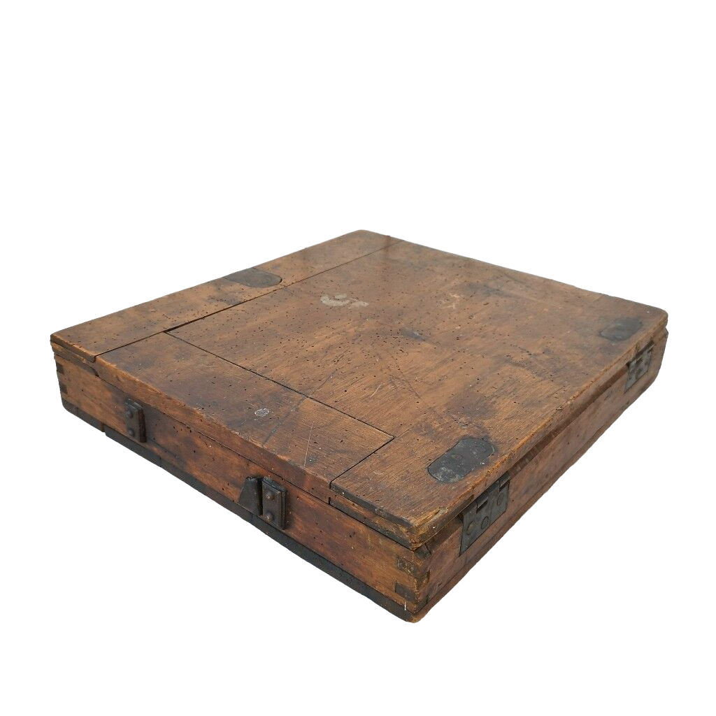 Large wooden box varnished vintage storage