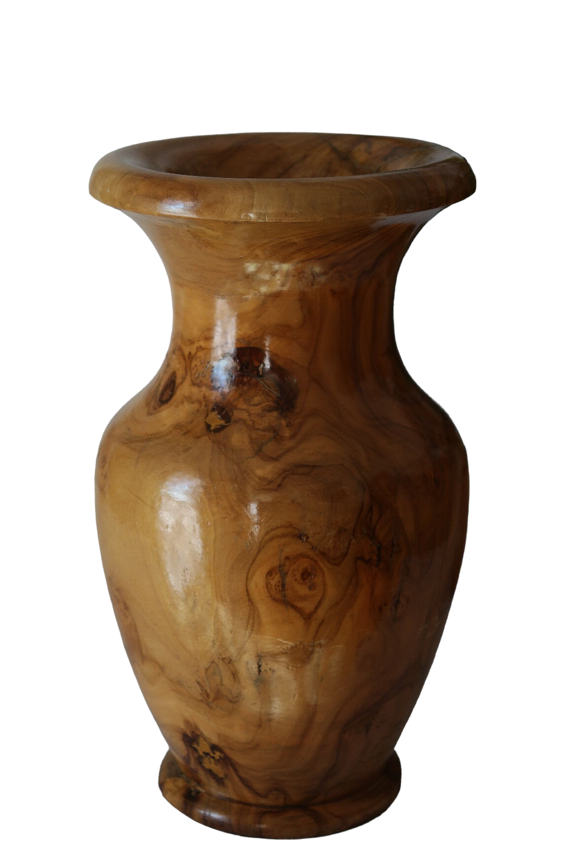 Vase artisanal en bois tourné d'olivier vernis