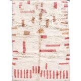 Moroccan Berber beni ouarain ecru rug with colorful patterns 256x147cm