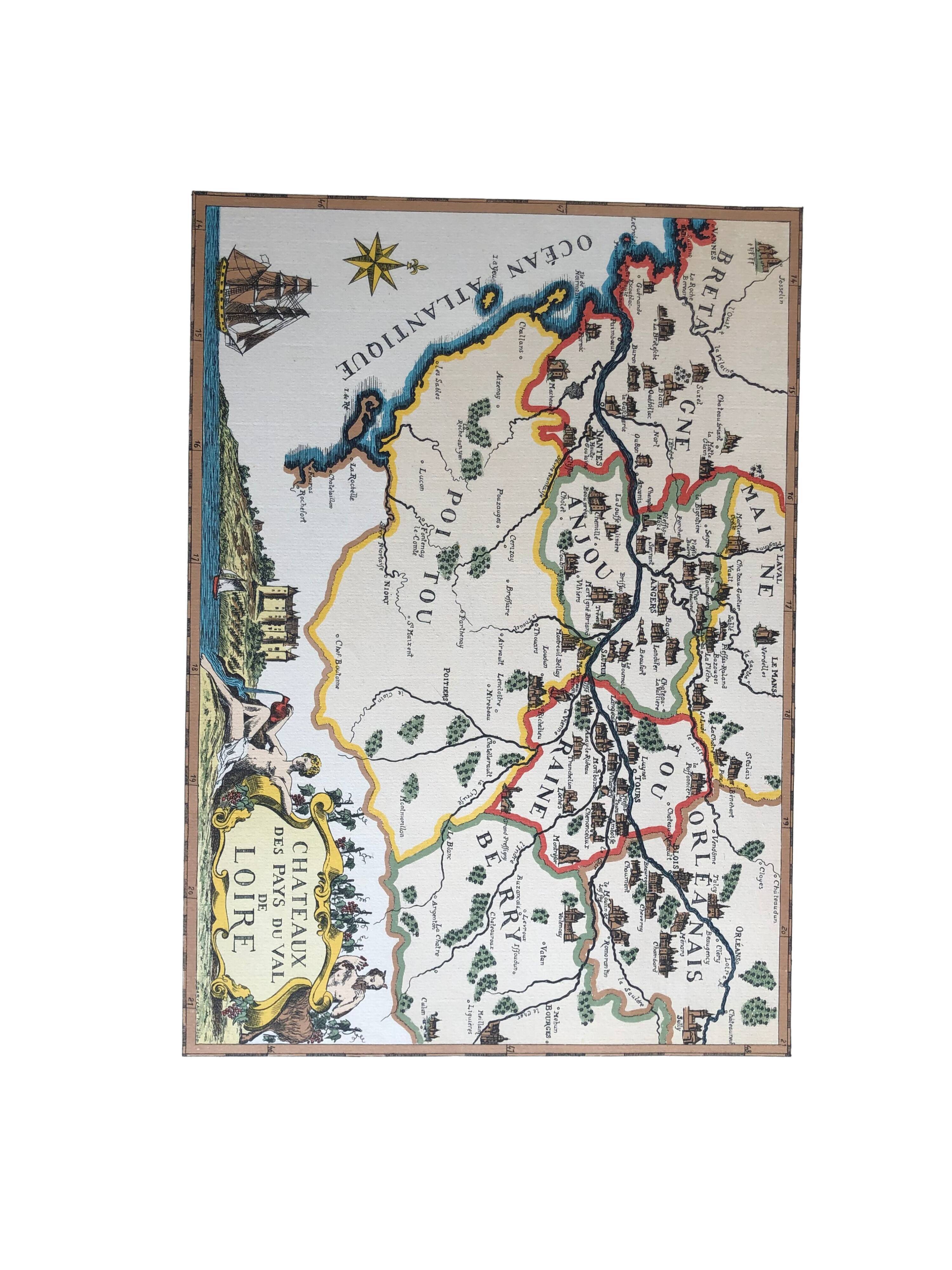 Ancient geographical map Pays du val de Loire