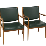 Set de 2 fauteuils en cuir, Karl Erik Ekselius, Suède, 1960