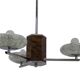Art deco wood chrome and glass chandelier, 1940s, restored