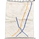Moroccan Berber beni ouarain ecru rug with colored lines 145x98cm
