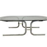 Coffee table space age chrome and smoked glass 70s