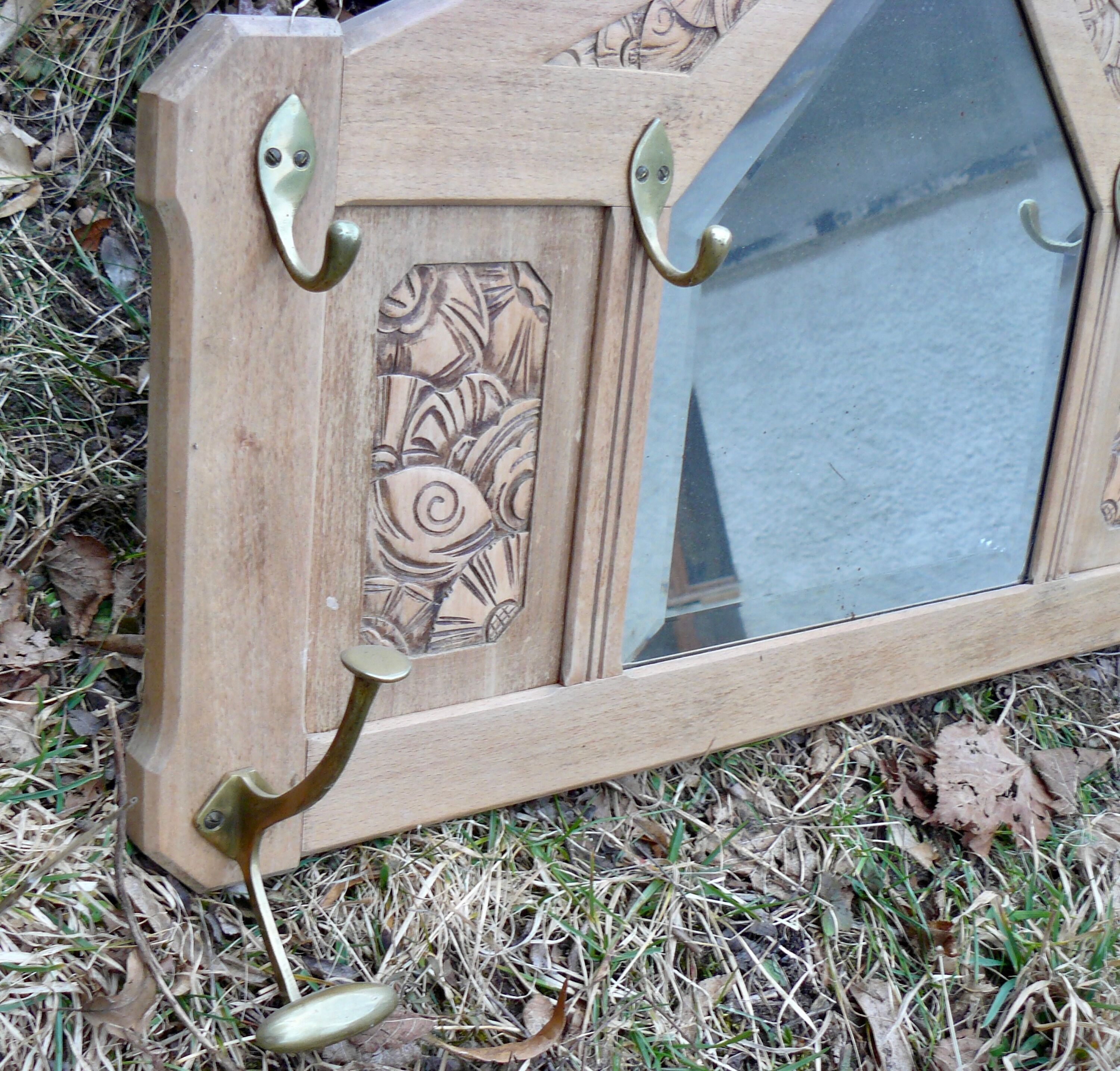 Art Deco mirror coat rack