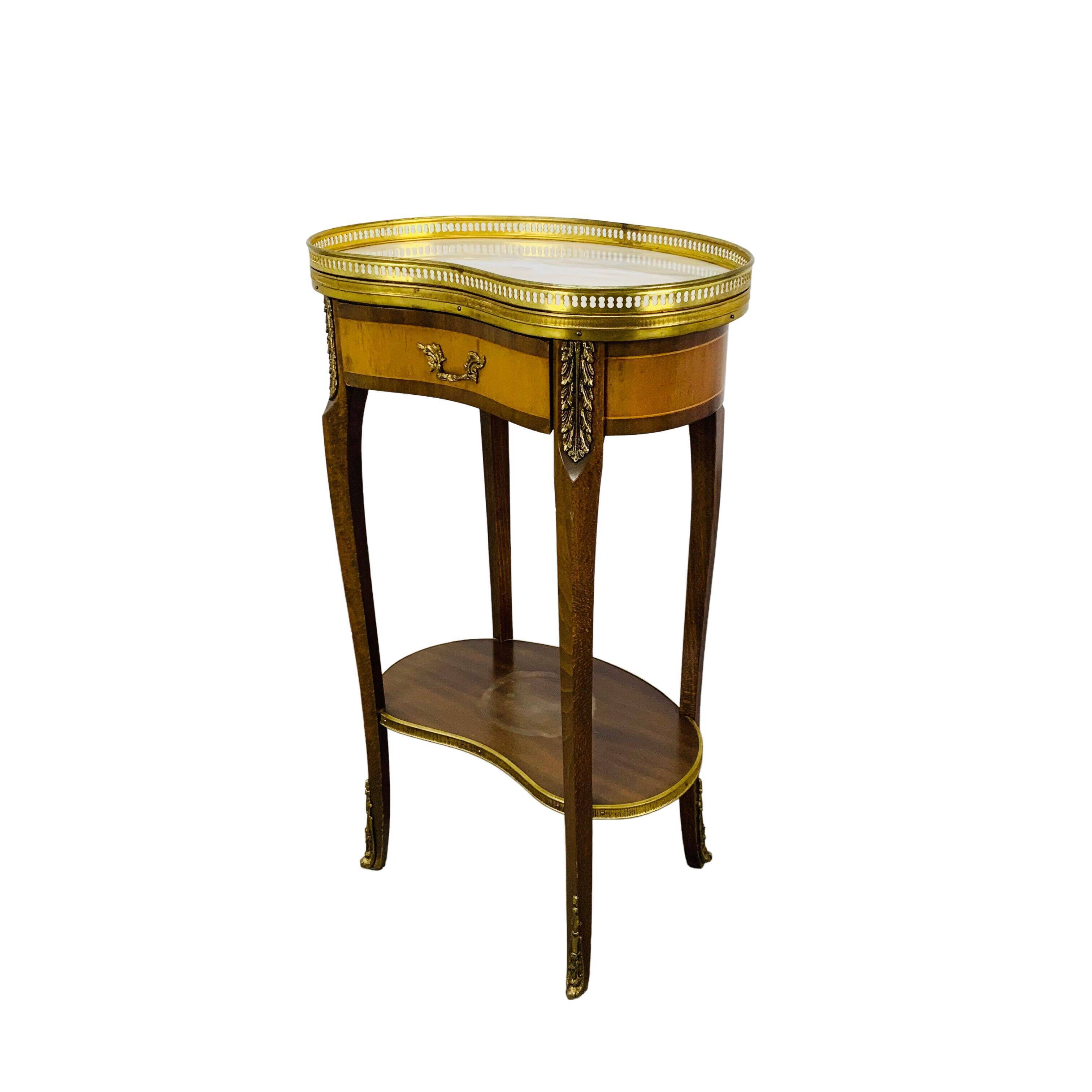 Side table pedestal table marble kidney louis XV style