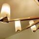 Grande suspension scandinave, teck, laiton et verre