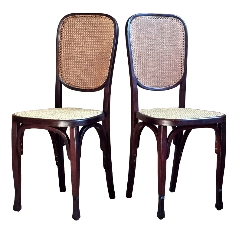 Pair of Viennese bistro chairs in curved wood early twentieth century