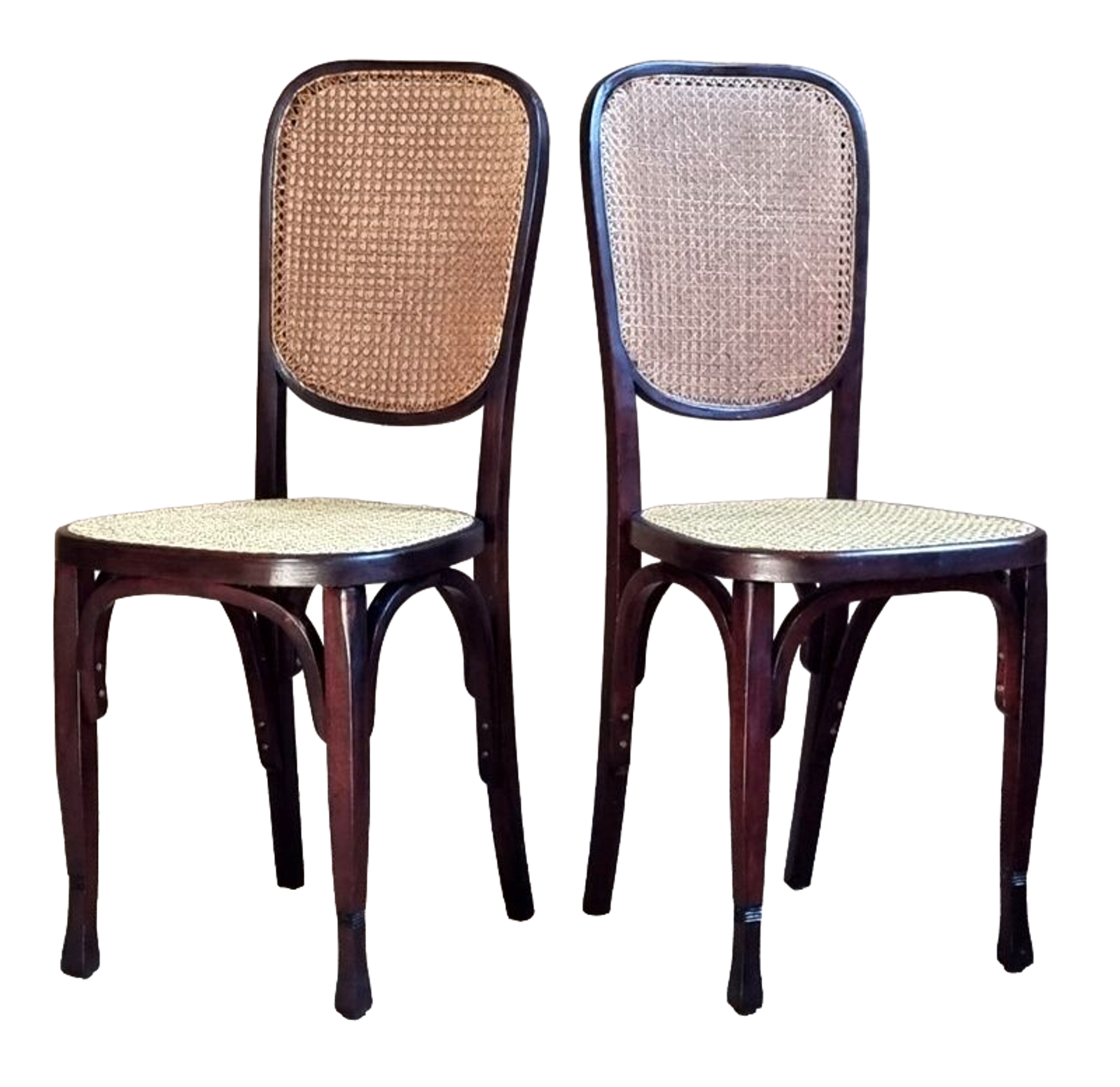 Pair of Viennese bistro chairs in curved wood early twentieth century