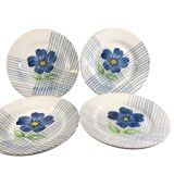 4 assiettes plates vintage fleur bleue Digoin Sarreguemines modele Valentin