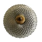 Ceiling lamp brass and glass 1950