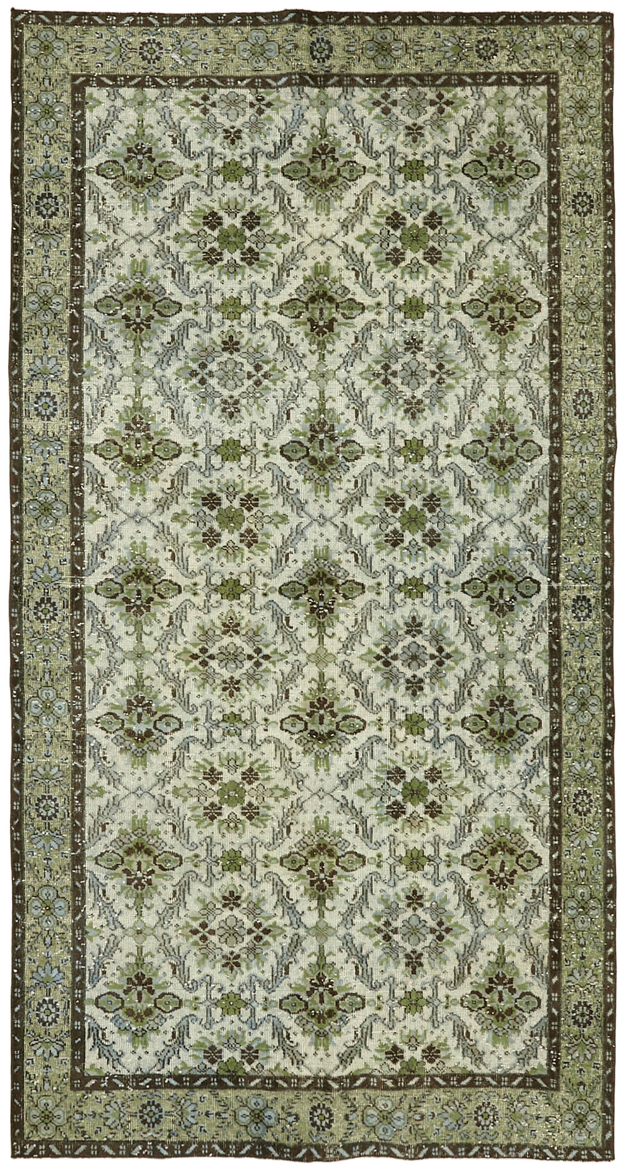 Handmade contemporary anatolian 1970s 163 cm x 306 cm green carpet