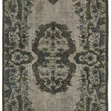 Handwoven overdyed turkish 1970s 190 cm x 302 cm grey carpet
