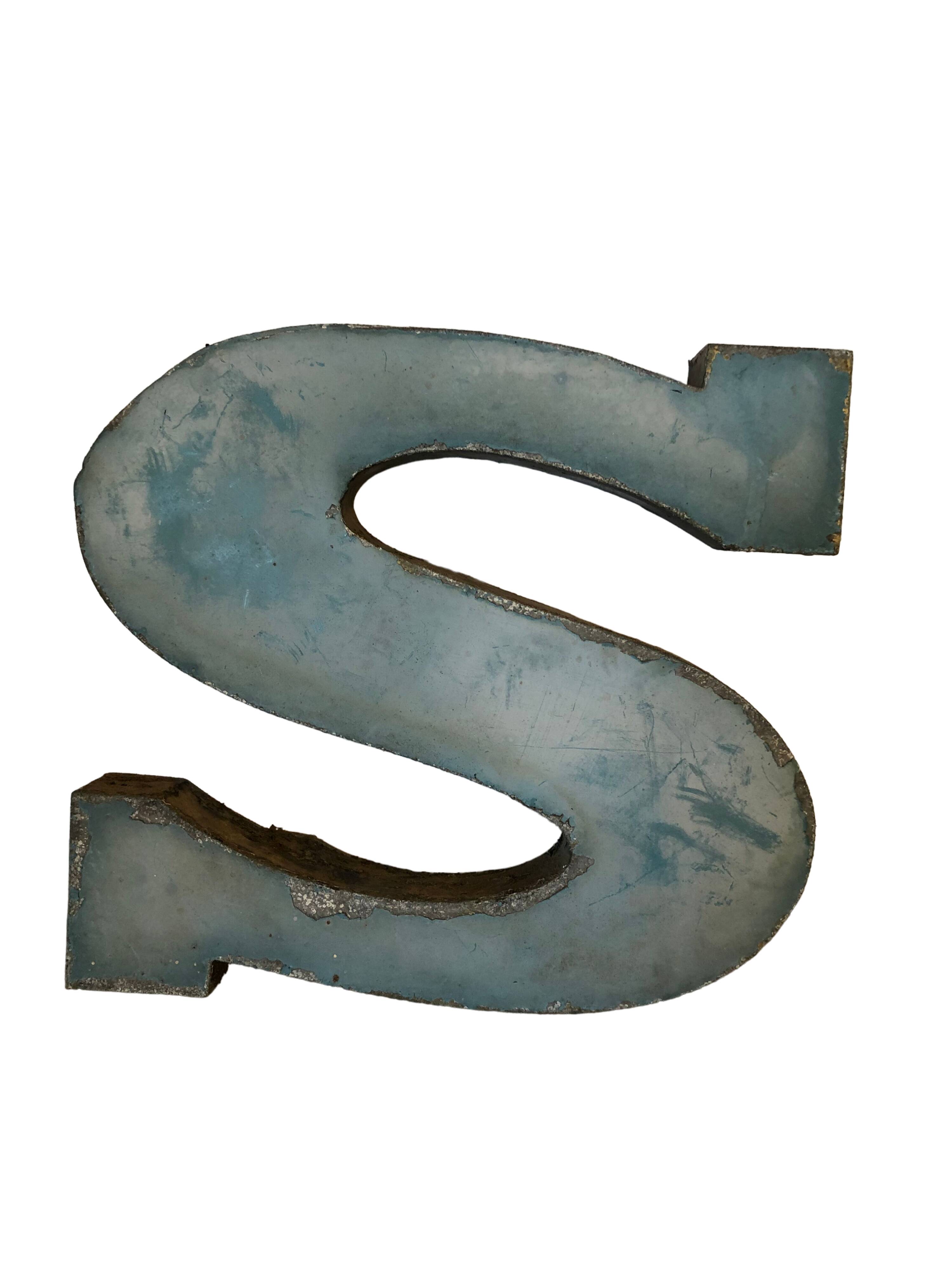 Blue sign letter "S"