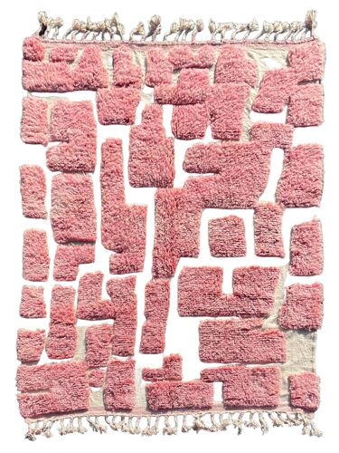 Tapis berbere moderne rose en laine 205x300 cm