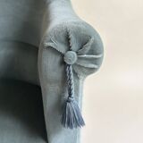 Blue velvet frog armchairs