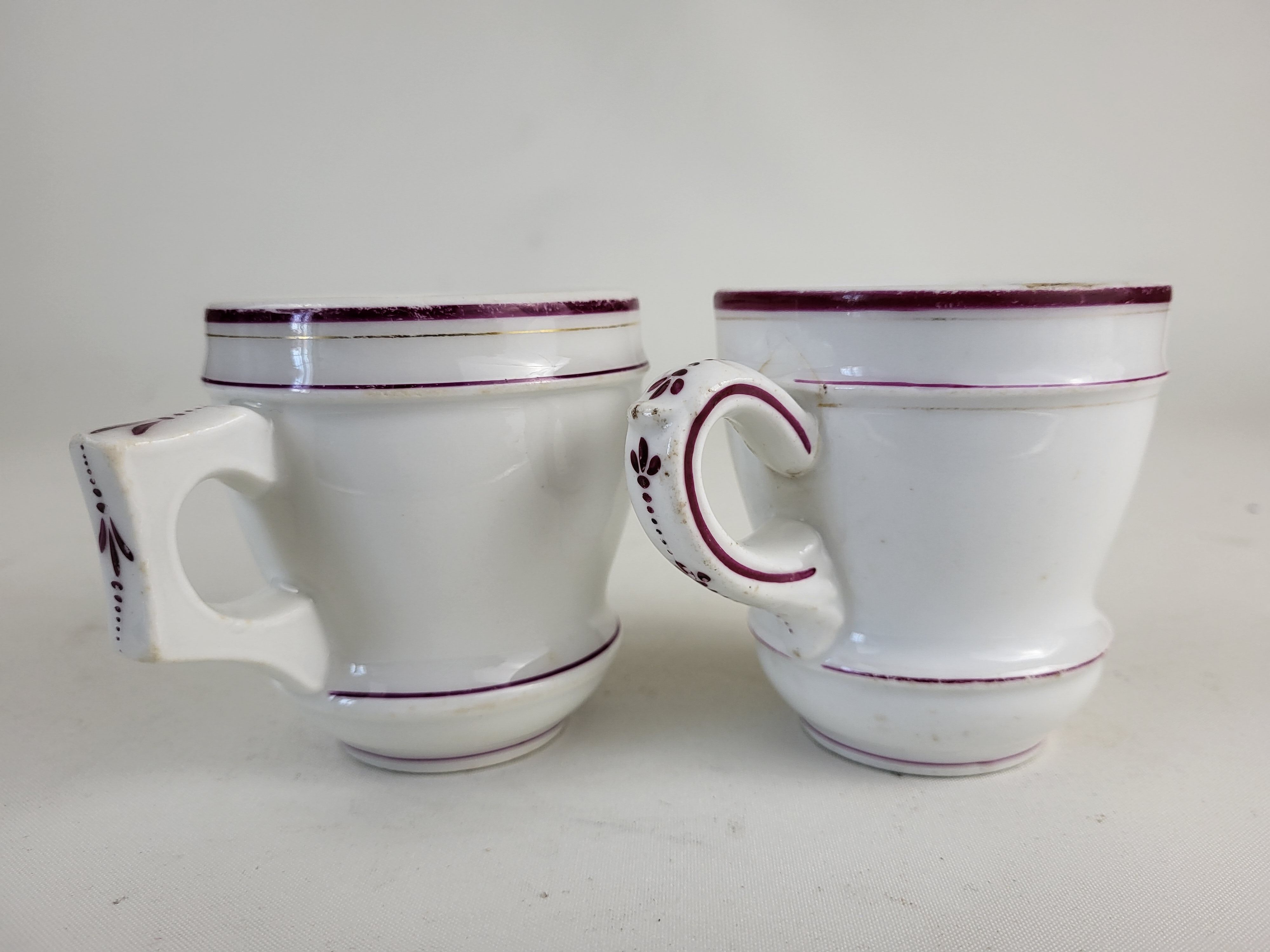 Set of 2 brulot cups in thick porcelain XIXth
