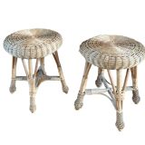 Pair of vintage bamboo stools